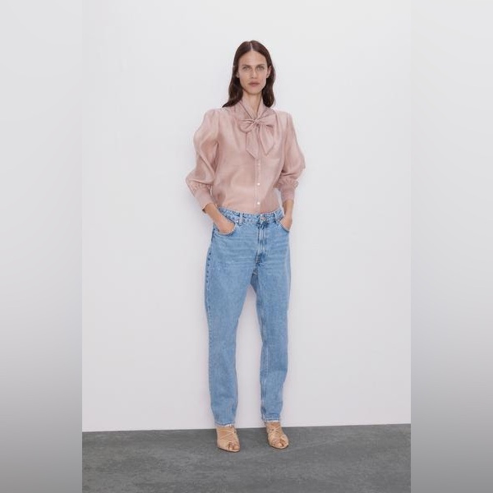 Zara Organza Blouse With Tie - Picture 8 of 10